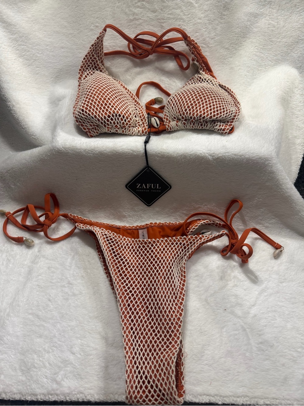 ZAFUL Crochet Bikini Swimsuit Rust Size 6